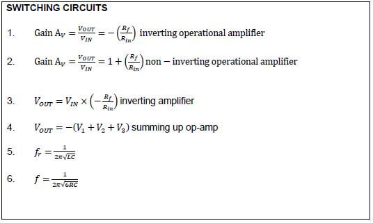 formulae sheet 2 electronics jygad
