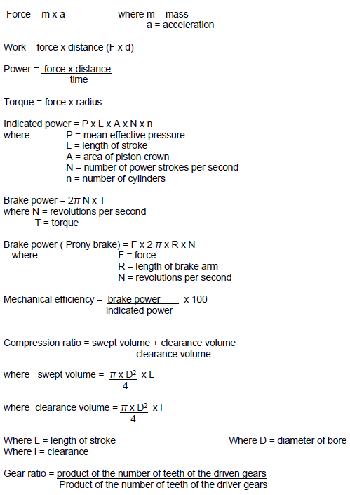 formulae sheet siuhdua