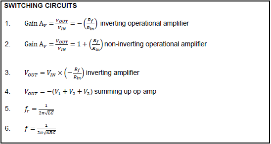 formulae sheet 2 ayuda