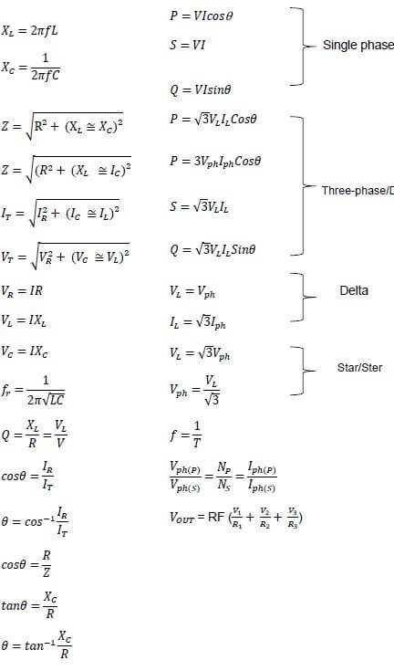 FORMULA SHEET ELLT