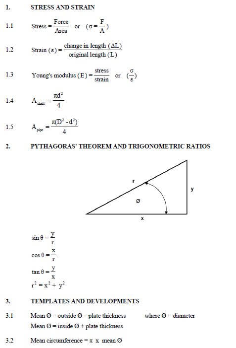 formulae sheet