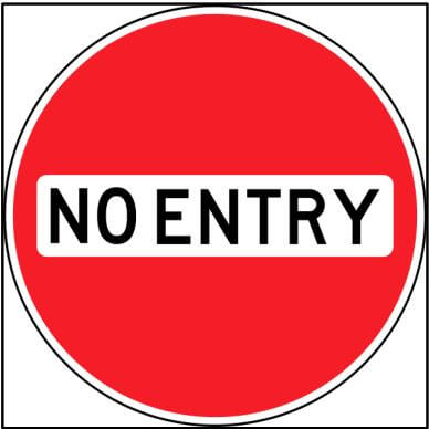 5 no entry sign