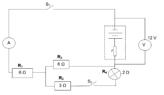 61 circuit below the battery has an emf of 12 V