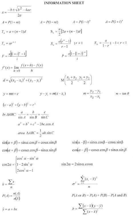 maths info sheet